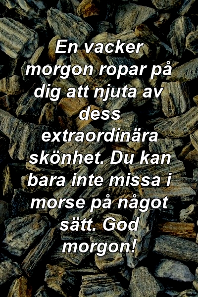 En vacker morgon ropar på dig att njuta av dess extraordinära skönhet. Du kan bara inte missa i morse på något sätt. God morgon!