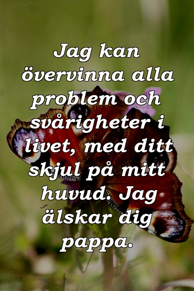 Jag kan övervinna alla problem och svårigheter i livet, med ditt skjul på mitt huvud. Jag älskar dig pappa.