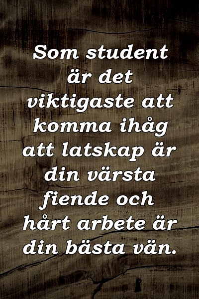 Som student är det viktigaste att komma ihåg att latskap är din värsta fiende och hårt arbete är din bästa vän.