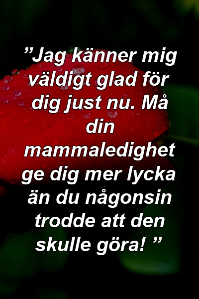 ”Jag känner mig väldigt glad för dig just nu. Må din mammaledighet ge dig mer lycka än du någonsin trodde att den skulle göra! ”