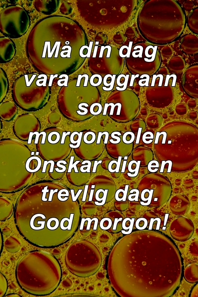 Må din dag vara noggrann som morgonsolen. Önskar dig en trevlig dag. God morgon!