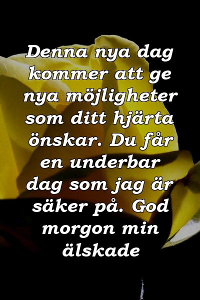 Denna nya dag kommer att ge nya möjligheter som ditt hjärta önskar. Du får en underbar dag som jag är säker på. God morgon min älskade