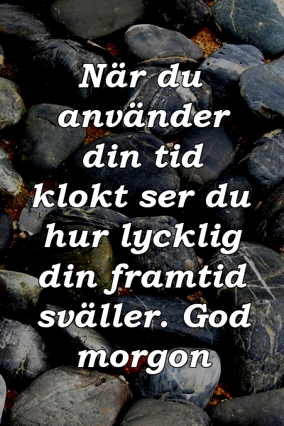 När du använder din tid klokt ser du hur lycklig din framtid sväller. God morgon