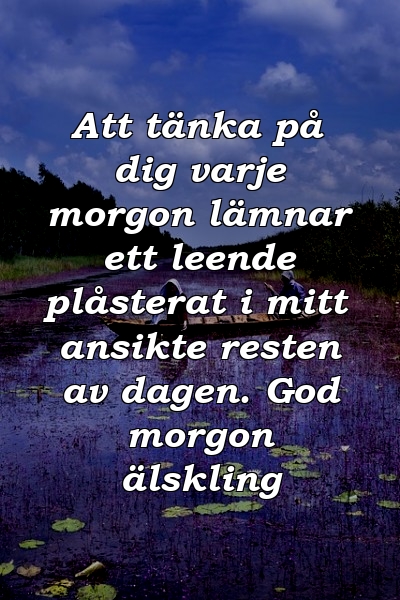 Att tänka på dig varje morgon lämnar ett leende plåsterat i mitt ansikte resten av dagen. God morgon älskling