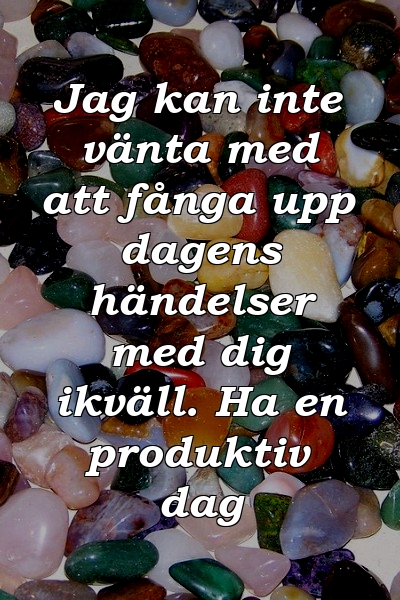 Jag kan inte vänta med att fånga upp dagens händelser med dig ikväll. Ha en produktiv dag