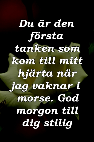 Du är den första tanken som kom till mitt hjärta när jag vaknar i morse. God morgon till dig stilig