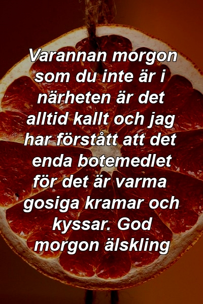 Varannan morgon som du inte är i närheten är det alltid kallt och jag har förstått att det enda botemedlet för det är varma gosiga kramar och kyssar. God morgon älskling