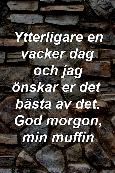 Ytterligare en vacker dag och jag önskar er det bästa av det. God morgon, min muffin