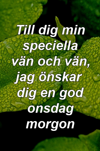 Till dig min speciella vän och vän, jag önskar dig en god onsdag morgon