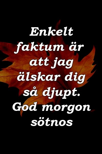 Enkelt faktum är att jag älskar dig så djupt. God morgon sötnos