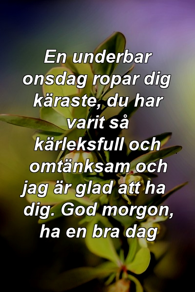 En underbar onsdag ropar dig käraste, du har varit så kärleksfull och omtänksam och jag är glad att ha dig. God morgon, ha en bra dag