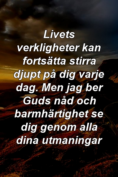 Livets verkligheter kan fortsätta stirra djupt på dig varje dag. Men jag ber Guds nåd och barmhärtighet se dig genom alla dina utmaningar