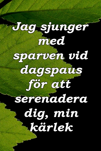 Jag sjunger med sparven vid dagspaus för att serenadera dig, min kärlek