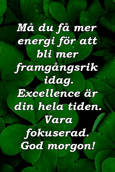 Må du få mer energi för att bli mer framgångsrik idag. Excellence är din hela tiden. Vara fokuserad. God morgon!