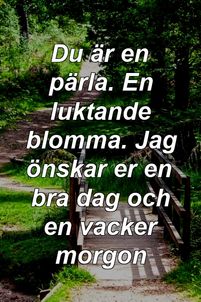 Du är en pärla. En luktande blomma. Jag önskar er en bra dag och en vacker morgon