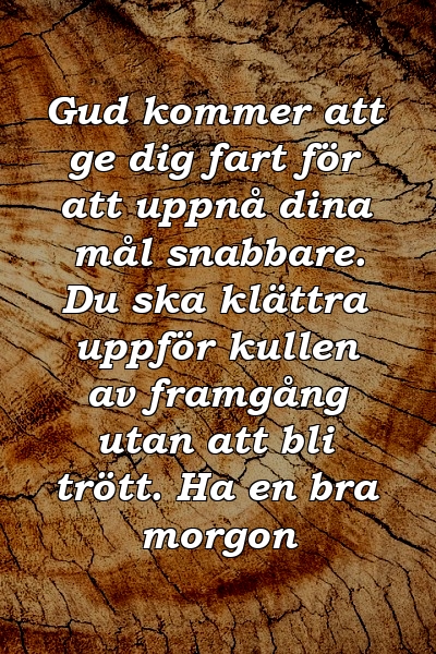 Gud kommer att ge dig fart för att uppnå dina mål snabbare. Du ska klättra uppför kullen av framgång utan att bli trött. Ha en bra morgon