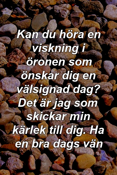 Kan du höra en viskning i öronen som önskar dig en välsignad dag? Det är jag som skickar min kärlek till dig. Ha en bra dags vän