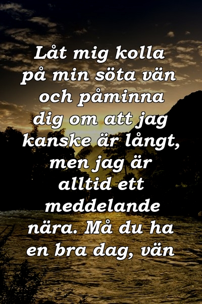 Låt mig kolla på min söta vän och påminna dig om att jag kanske är långt, men jag är alltid ett meddelande nära. Må du ha en bra dag, vän