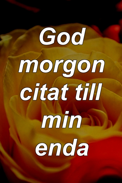 God morgon citat till min enda