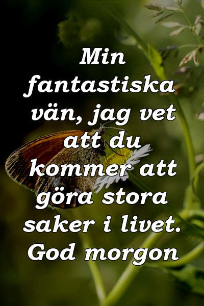 Min fantastiska vän, jag vet att du kommer att göra stora saker i livet. God morgon