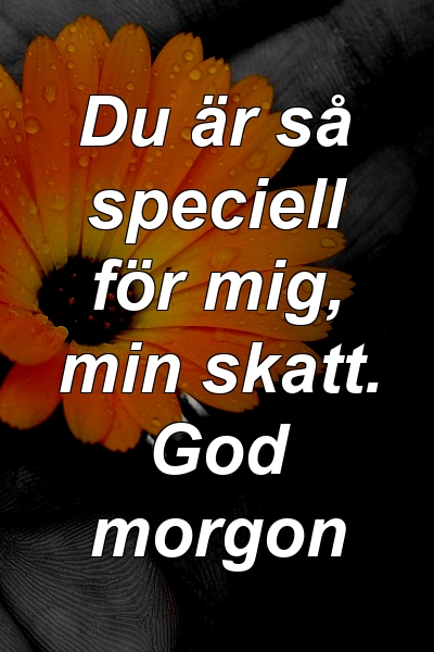 Du är så speciell för mig, min skatt. God morgon