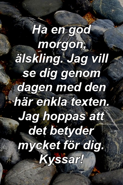 Ha en god morgon, älskling. Jag vill se dig genom dagen med den här enkla texten. Jag hoppas att det betyder mycket för dig. Kyssar!