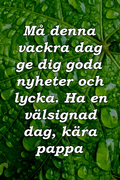 Må denna vackra dag ge dig goda nyheter och lycka. Ha en välsignad dag, kära pappa