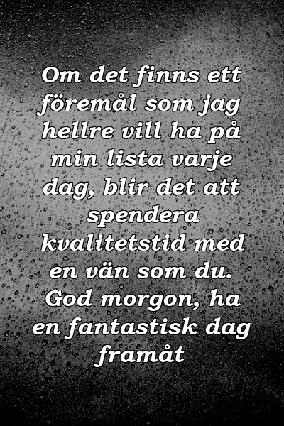 Om det finns ett föremål som jag hellre vill ha på min lista varje dag, blir det att spendera kvalitetstid med en vän som du. God morgon, ha en fantastisk dag framåt