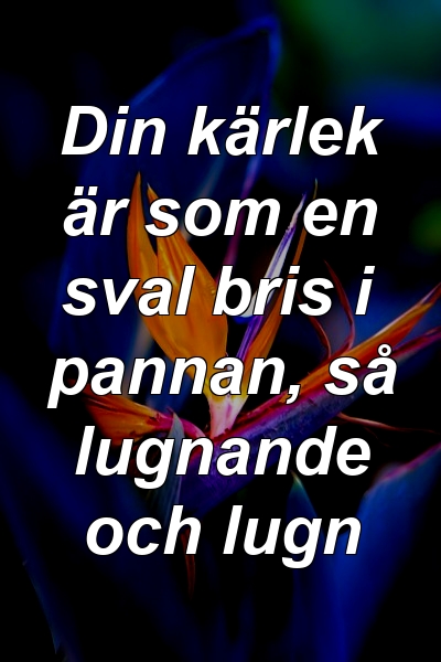 Din kärlek är som en sval bris i pannan, så lugnande och lugn