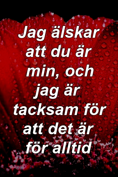 Jag älskar att du är min, och jag är tacksam för att det är för alltid