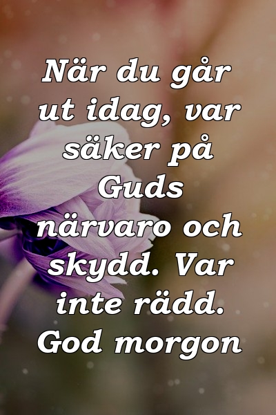 När du går ut idag, var säker på Guds närvaro och skydd. Var inte rädd. God morgon