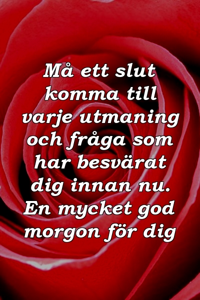 Må ett slut komma till varje utmaning och fråga som har besvärat dig innan nu. En mycket god morgon för dig