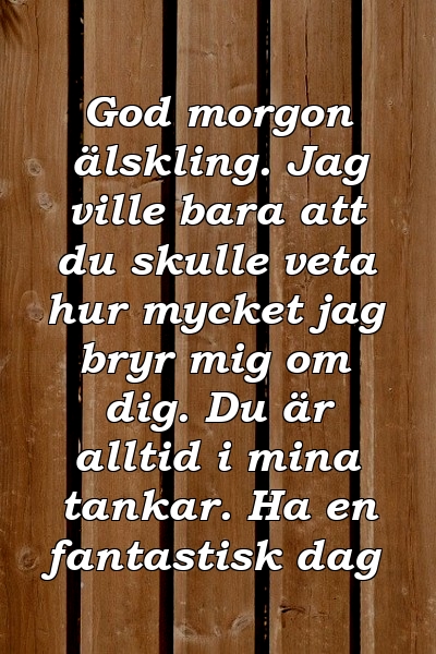 God morgon älskling. Jag ville bara att du skulle veta hur mycket jag bryr mig om dig. Du är alltid i mina tankar. Ha en fantastisk dag