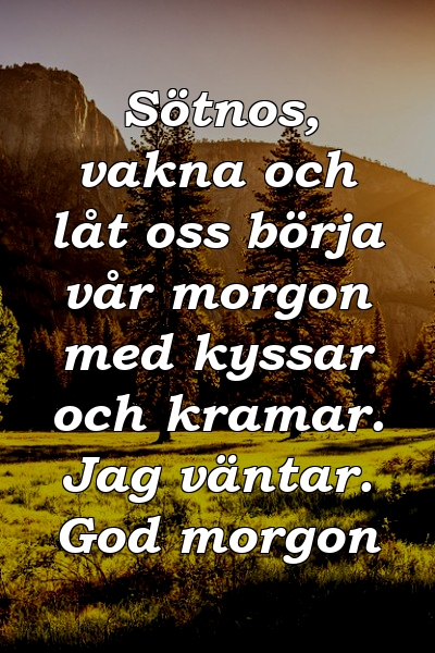 Sötnos, vakna och låt oss börja vår morgon med kyssar och kramar. Jag väntar. God morgon