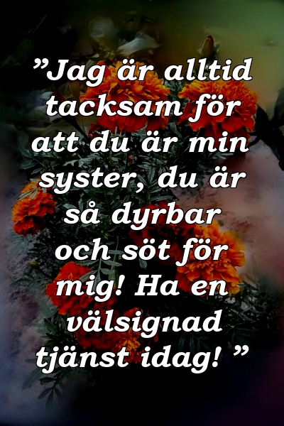 ”Jag är alltid tacksam för att du är min syster, du är så dyrbar och söt för mig! Ha en välsignad tjänst idag! ”