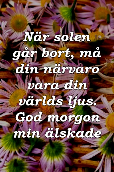 När solen går bort, må din närvaro vara din världs ljus. God morgon min älskade