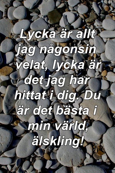 Lycka är allt jag någonsin velat, lycka är det jag har hittat i dig. Du är det bästa i min värld, älskling!