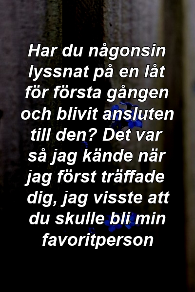 Har du någonsin lyssnat på en låt för första gången och blivit ansluten till den? Det var så jag kände när jag först träffade dig, jag visste att du skulle bli min favoritperson