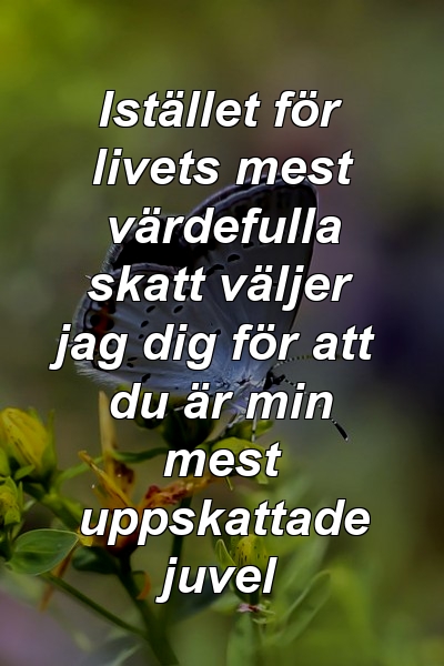 Istället för livets mest värdefulla skatt väljer jag dig för att du är min mest uppskattade juvel