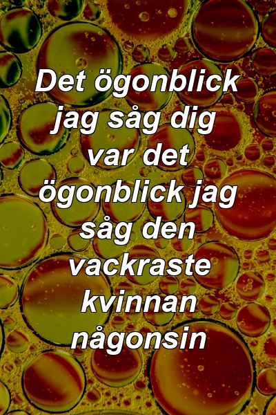 Det ögonblick jag såg dig var det ögonblick jag såg den vackraste kvinnan någonsin