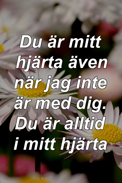 Du är mitt hjärta även när jag inte är med dig. Du är alltid i mitt hjärta