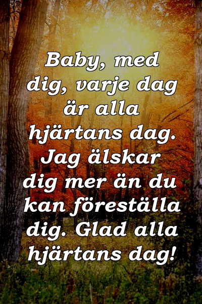 Baby, med dig, varje dag är alla hjärtans dag. Jag älskar dig mer än du kan föreställa dig. Glad alla hjärtans dag!