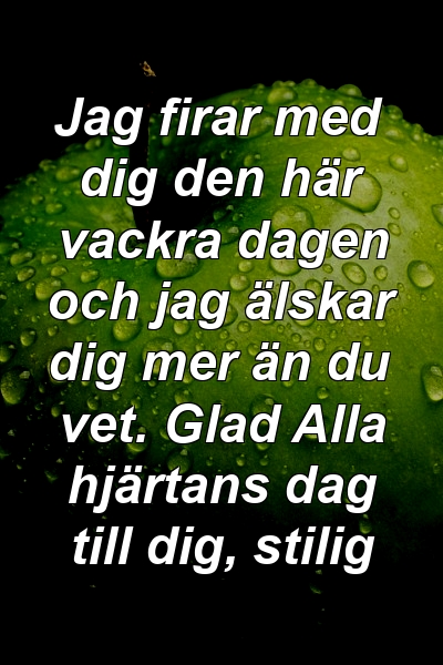 Jag firar med dig den här vackra dagen och jag älskar dig mer än du vet. Glad Alla hjärtans dag till dig, stilig