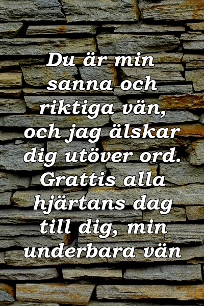 Du är min sanna och riktiga vän, och jag älskar dig utöver ord. Grattis alla hjärtans dag till dig, min underbara vän