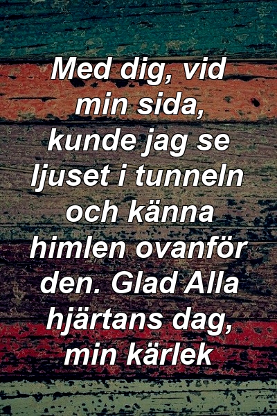 Med dig, vid min sida, kunde jag se ljuset i tunneln och känna himlen ovanför den. Glad Alla hjärtans dag, min kärlek