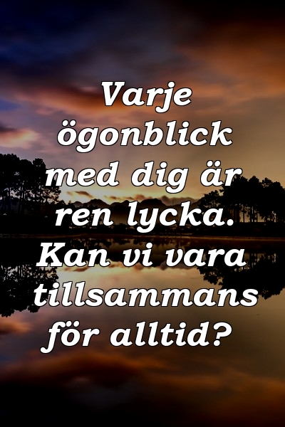 Varje ögonblick med dig är ren lycka. Kan vi vara tillsammans för alltid?