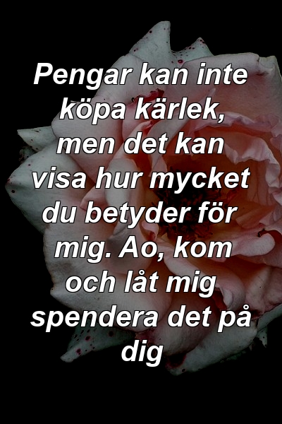 Pengar kan inte köpa kärlek, men det kan visa hur mycket du betyder för mig. Ao, kom och låt mig spendera det på dig