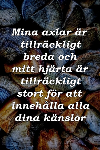 Mina axlar är tillräckligt breda och mitt hjärta är tillräckligt stort för att innehålla alla dina känslor