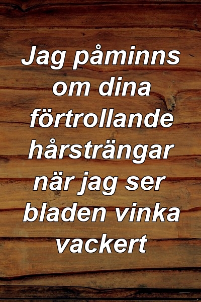 Jag påminns om dina förtrollande hårsträngar när jag ser bladen vinka vackert