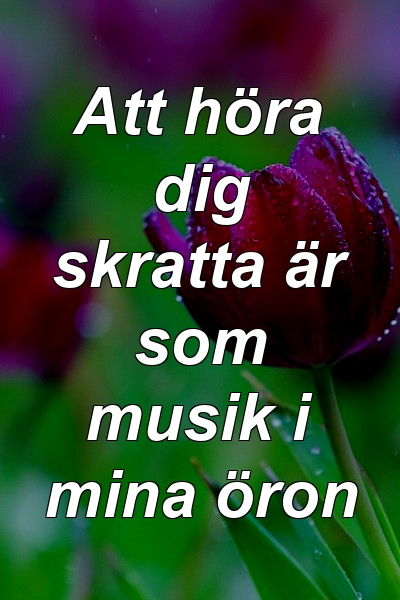 Att höra dig skratta är som musik i mina öron